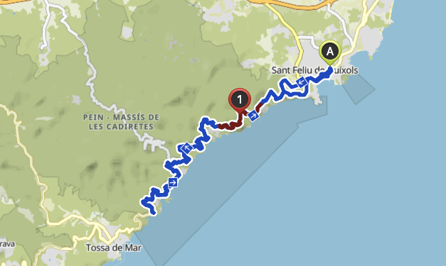 Radwanderkarte um Sant Feliu de Guíxols