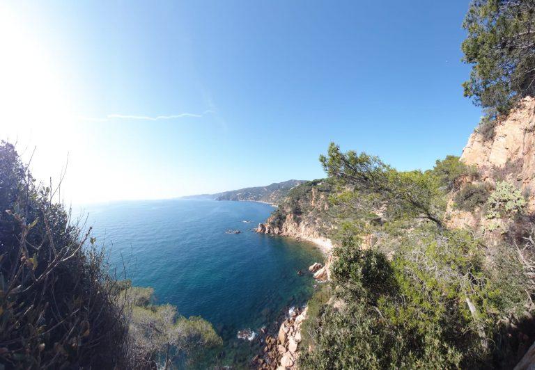 Felsige und von Bäumen bewachsene Küste der Costa Brava